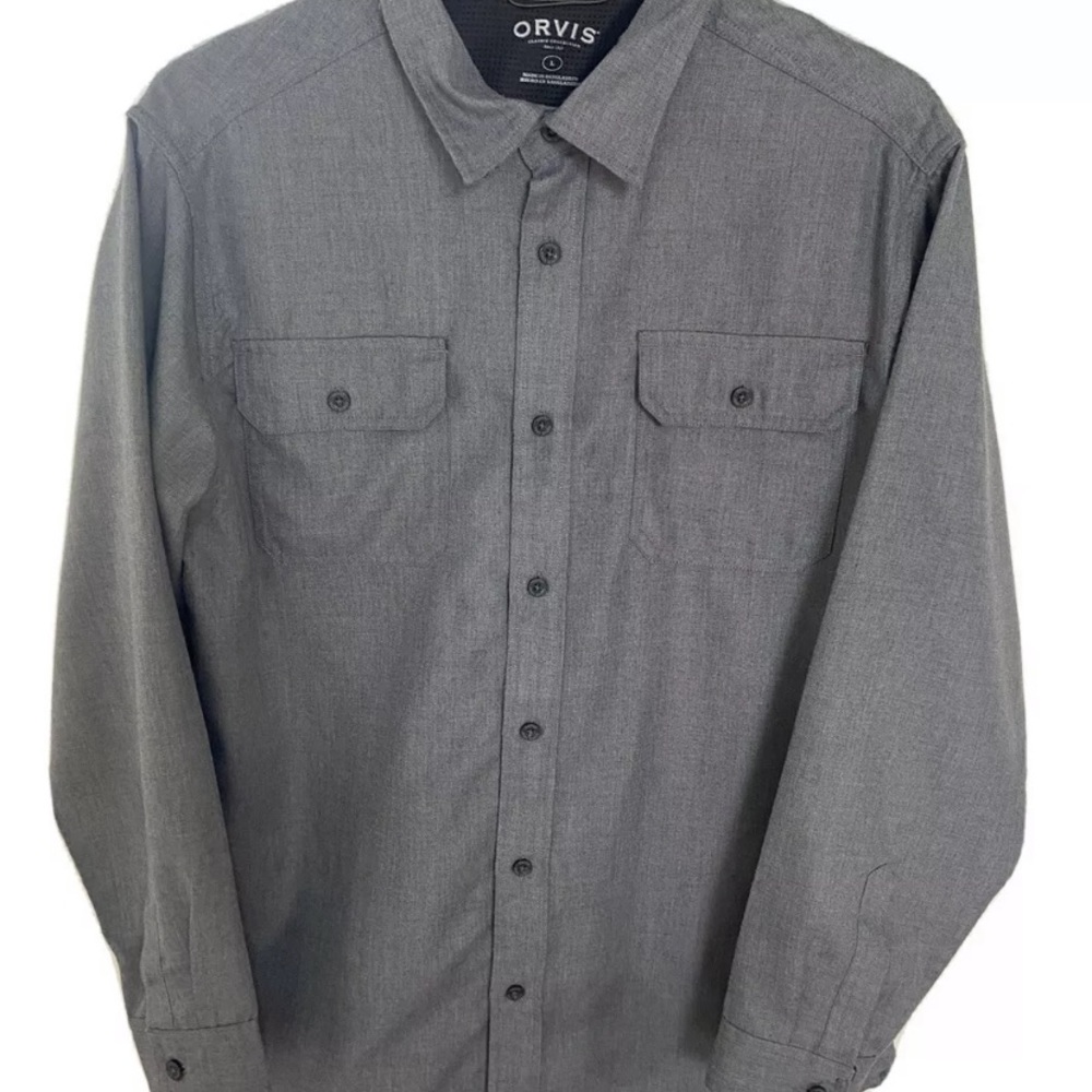 Orvis L/S Button Up 100% Polyester Shirt Mens L